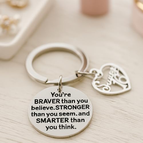 Infinity Collection Sweet 16 Keychain with Heart Charm – Braver Than You Believe Quote Stainless Steel Key Ring Gift for 16th Birthday, Teen Girls, Daughter, Granddaughter or Niece - Image 5