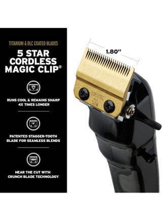 Wahl Professional 5 Star Barber Combo | Cord-Cordless | Magic Clip Black & Detailer Black | 3 Premium Clipper Attachment Combs | 3 Trimmer Attachment Combs | 3 Pin - GCC - view 4