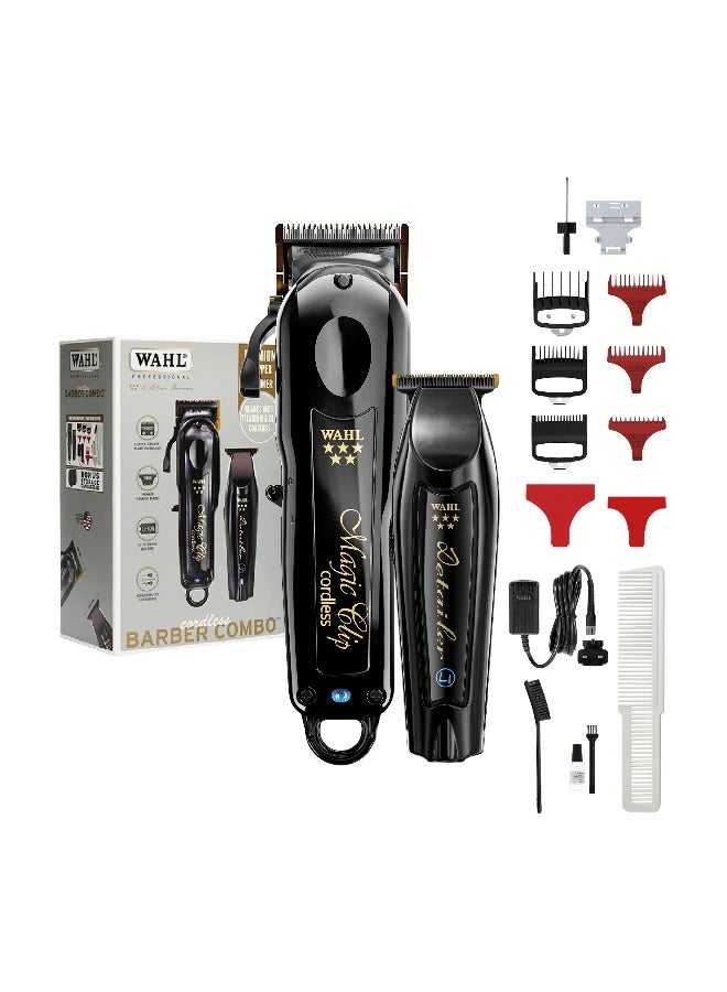 Wahl Professional 5 Star Barber Combo | Cord-Cordless | Magic Clip Black & Detailer Black | 3 Premium Clipper Attachment Combs | 3 Trimmer Attachment Combs | 3 Pin - GCC