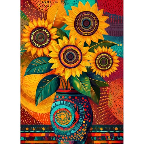 Hiwhy Radiant Sunflower Vases 1000 Piece Puzzle for Adults Difficult Puzzles Art Painting Jigsaw Puzzles Family Game Home Decor - Image 1