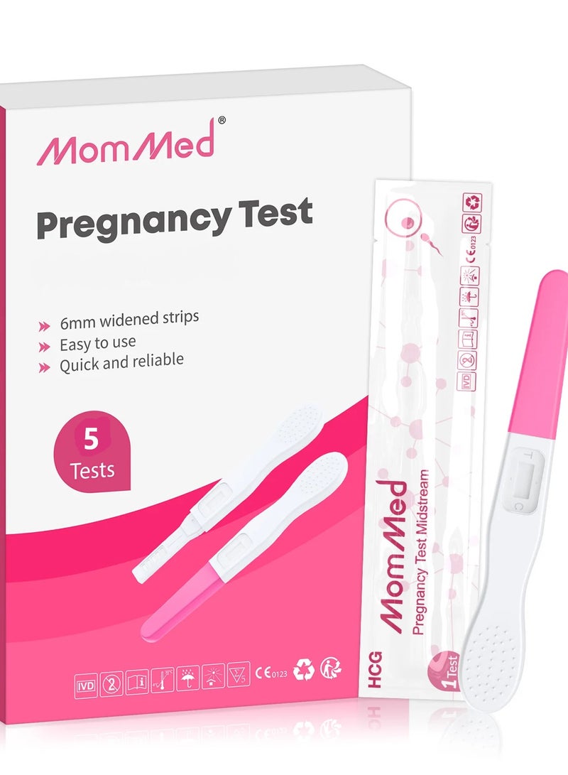 MomMed Pregnancy Test, 5 HCG Home Pregnancy Midstream Test, Accurately Detect Early Pregnancy, High Sensitivity Result for Women Home Testing - Image 1