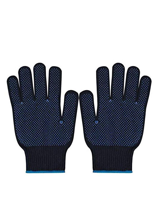 Double Side Dotted Gloves Cotton Knitted Gloves With Double Sided Blue Pvc Dots (12 Pairs)