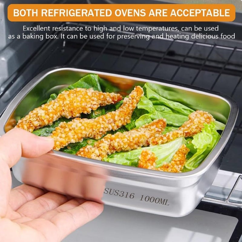 GALV 1000ml 1500ml Stainless Steel Food Storage Containers 316 Food Grade Fridge storage container Leakproof Portable Kitchen Organizer Freshness LockingSilver1 pcs - Image 4