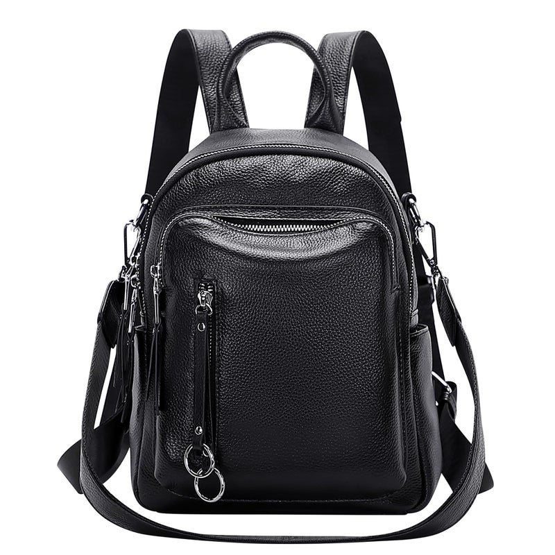 ALTOSY Fashion Genuine Leather Backpack Purse for Women Shoulder Bag Casual Daypack SmallS10 Black