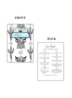 Lashicorn Car Freshie Insert Cards 50 Pk 4X6” Western Cactus Highland Cow Fits In 5X7” For Holographic Bags Freshie Scent Label Care Instruction Cardstock  - Image 2