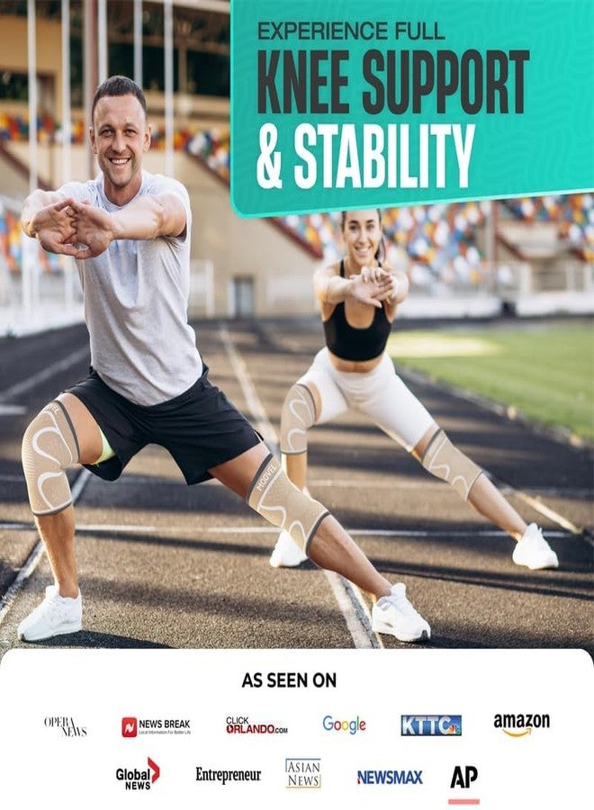 Modvel 2 Pack Knee Brace for Women & Men - Workout Knees Compression Sleeve for Knee Pain Relief Joint Support for ACL, Arthritis, Meniscus Tear Knees Brace for Sports, Rodilleras para Gym Fitness - Image 3