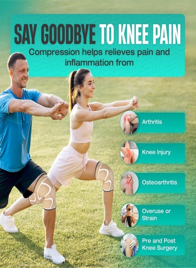 Modvel 2 Pack Knee Brace for Women & Men - Workout Knees Compression Sleeve for Knee Pain Relief Joint Support for ACL, Arthritis, Meniscus Tear Knees Brace for Sports, Rodilleras para Gym Fitness - Image 4
