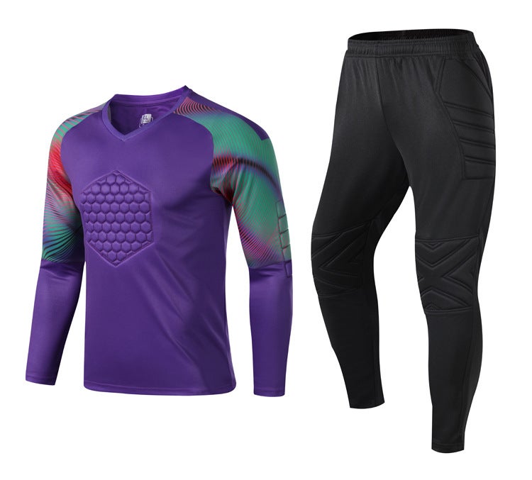 Generic Goalkeeper Long Sleeve Kit Soccer Jersey Pants Set Purple