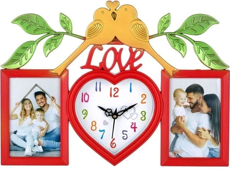 Harbour Analog Latest Stylish New Models Wall Clock with Photo Frames for Home Living Room Hall Bedroom Size Height 29 CM X Width 49 CM Home Decor Big Size Wall Clock 771R6 - Image 1