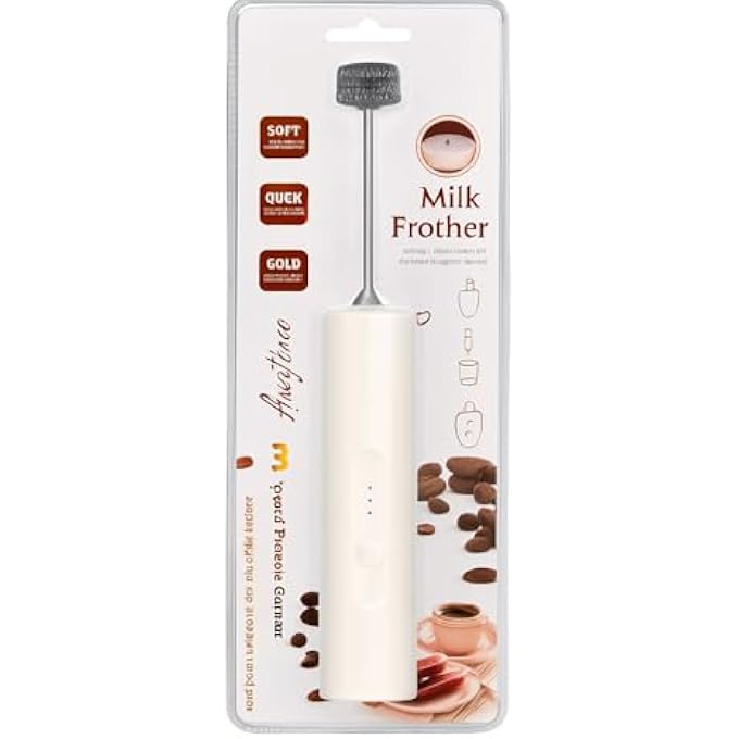 FITTO Milk Frother For Coffee Battery Powered Handheld Stainless Steel Electric Whisk Beater Mini Foamer For Frappe Cappuccino Hot Chocolate Lattes Egg - Image 5