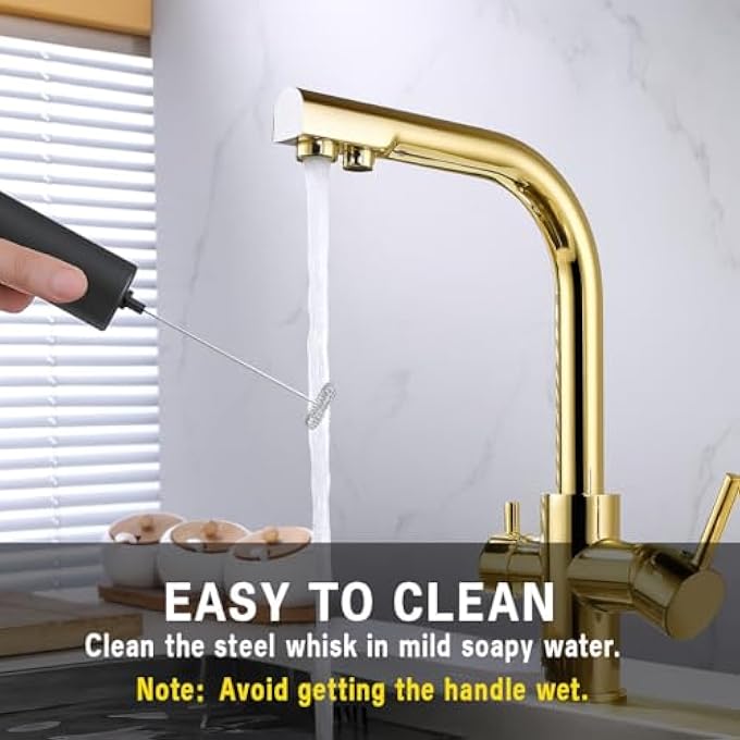 FITTO Milk Frother For Coffee Battery Powered Handheld Stainless Steel Electric Whisk Beater Mini Foamer For Frappe Cappuccino Hot Chocolate Lattes Egg - Image 4