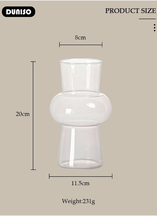 DUNISO Creative Clear Glass Vase Craft Aesthetic Decorative Small Flower Vase Hydroponic Plant Desktop Ornament Modern Irregularity Vase for Flowers Rose Home and Office  - Image 4