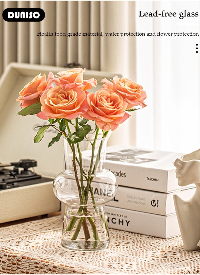 DUNISO Creative Clear Glass Vase Craft Aesthetic Decorative Small Flower Vase Hydroponic Plant Desktop Ornament Modern Irregularity Vase for Flowers Rose Home and Office  - Image 2