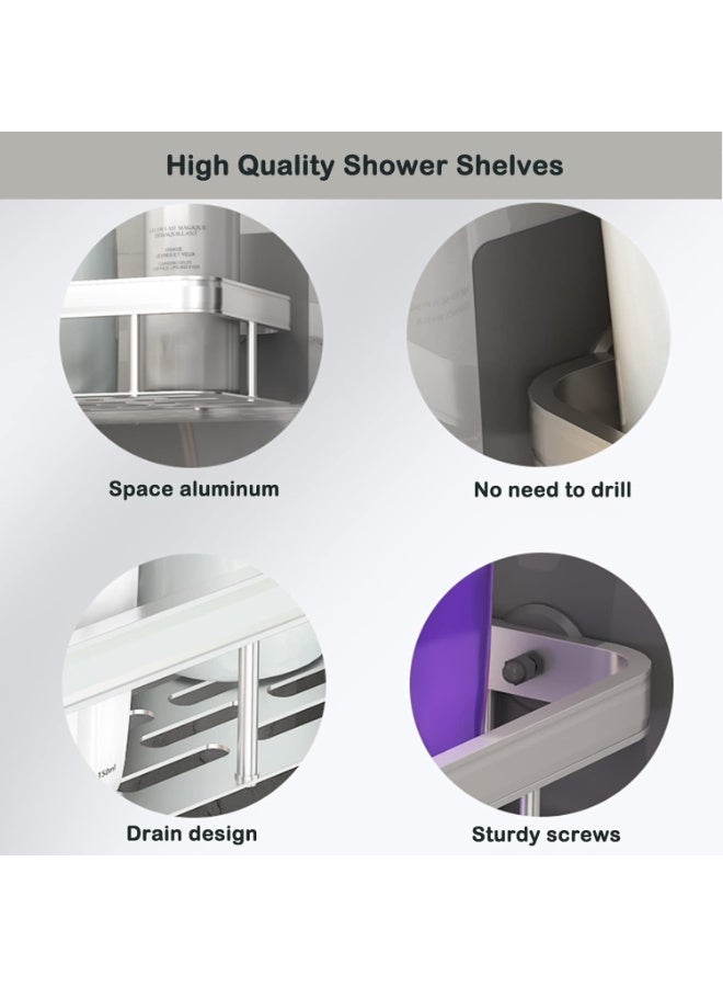 Eworld Shower Caddy Shelves, Stylish and Convenient Storage Solution with No-Drill Wall-Mounted and Rustproof Features, Perfect Organizers for Bathroom, Toilet, and Kitchen, Available in Pack of 4 & 2 - Image 4