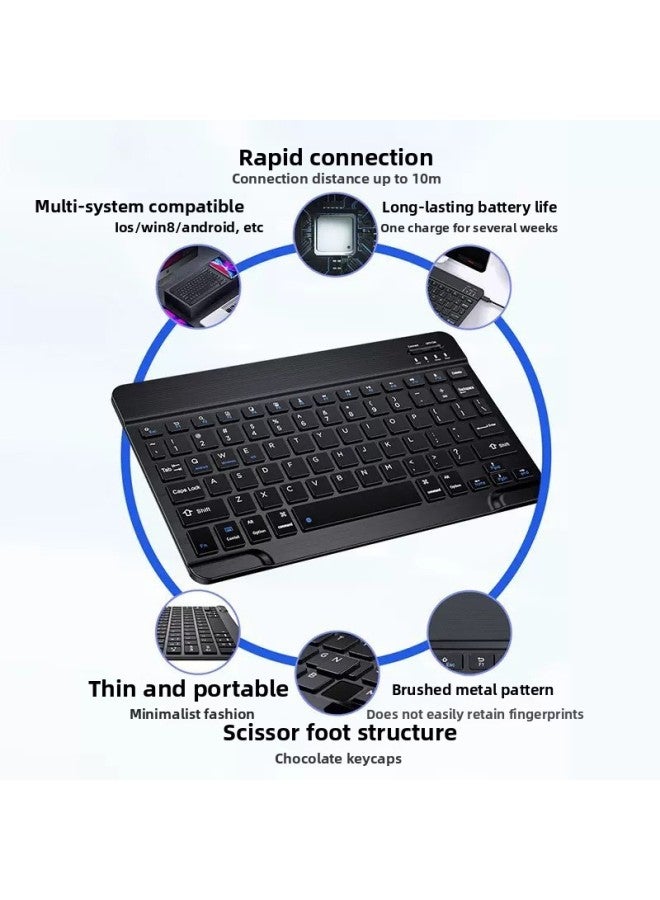 For IPad For Huawei Tablet Wireless Bluetooth Keyboard Dual-mode Charging Mouse Suit Mobile Phone Universal External Keyboard-Color:10inch Keyboard + Single-mode Battery Mouse-Product Type:Black - Image 3