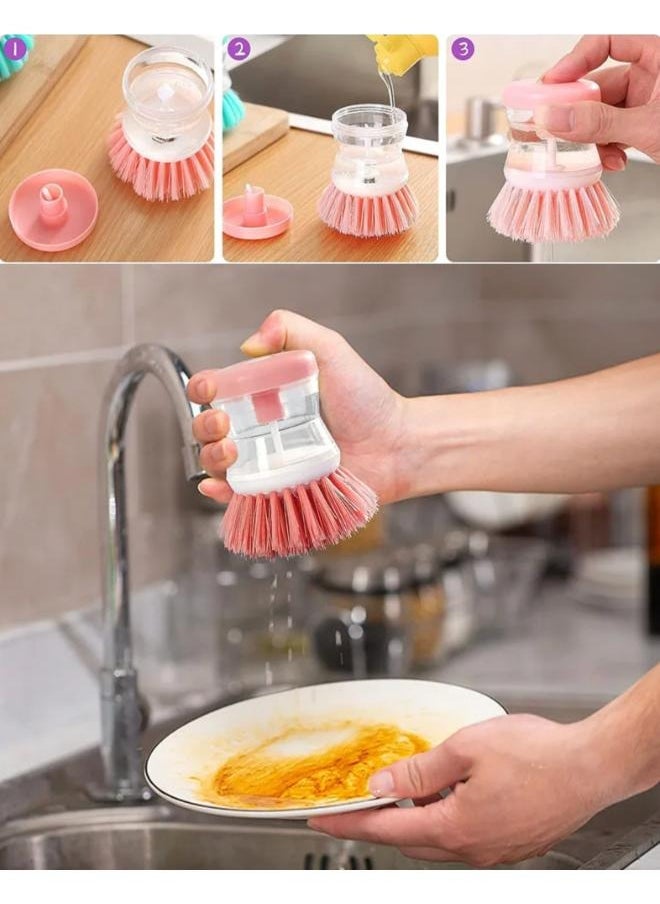 EasyLife - Dishwashing Brush With Liquid Soap Dispenser For Pan Pot Utensil Sink washer Brush Kitchen Cleaning Palm Scrub Dish Brush Smart Kitchen Tool - Image 1