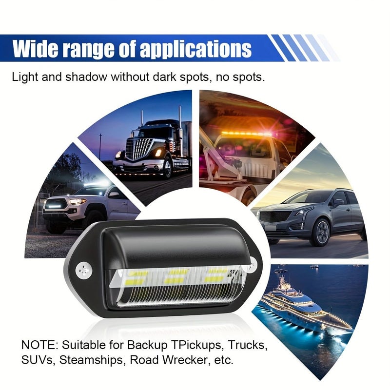 4 عبوات ضوء لوحة الترخيص LED 12V 6SMD للشاحنات والمركبات الرياضية متعددة الاستخدامات والمقطورات والعربات وأضواء الدرجات - Image 5