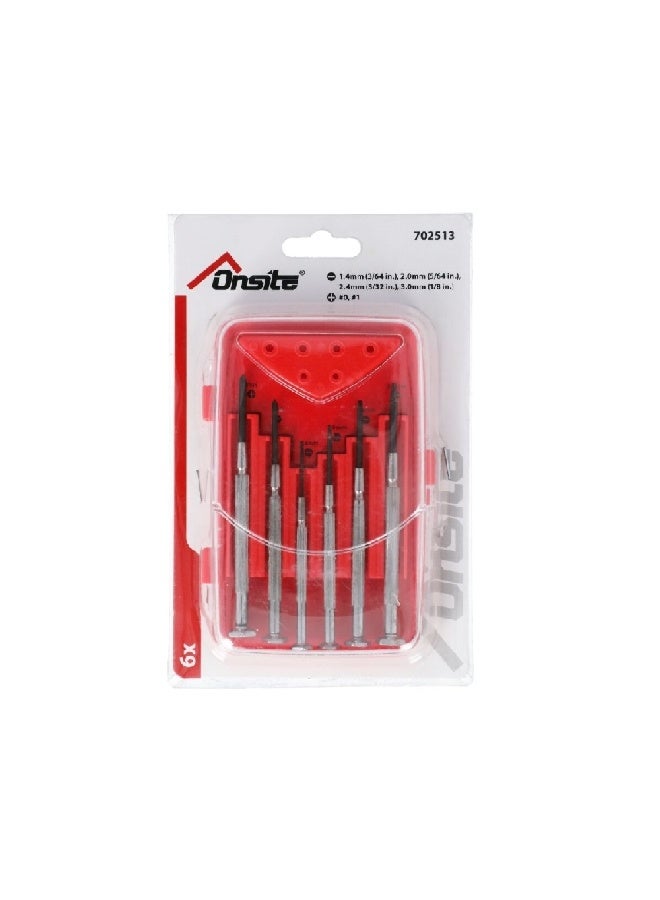 OnSite 6-Piece Precision Screwdriver Set with Storage Case Multicolour 2.2 x 9.2 x 12.2 cm 702513 - Image 1