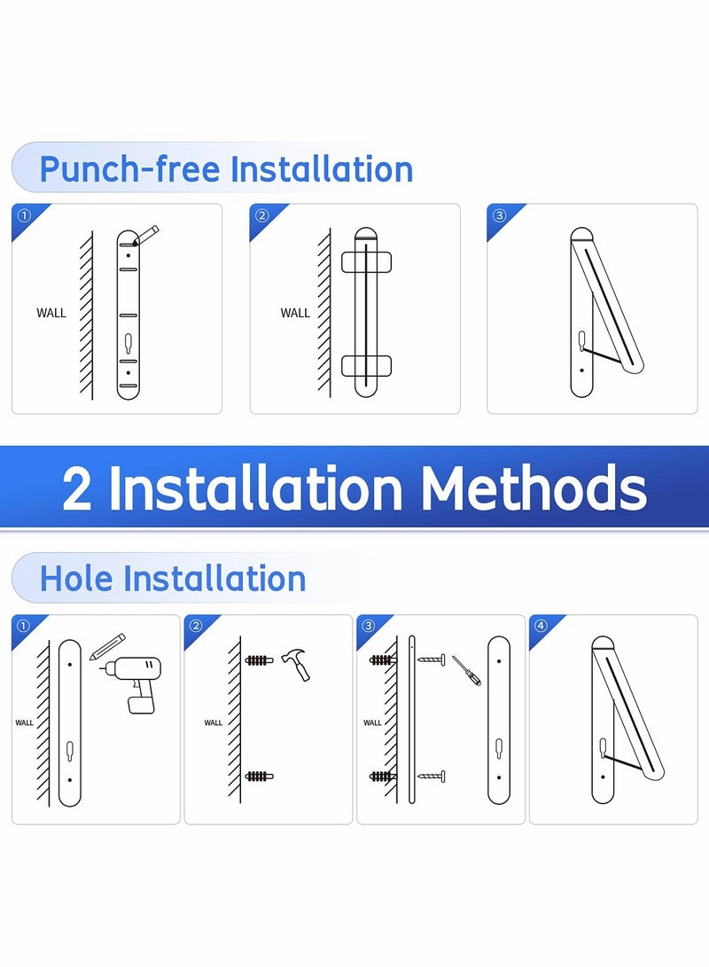 Excefore Retractable Clothes Rack, Stealth Clothes Drying Hangers , Wall Mounted Folding Clothes Hanger Drying Rack for Laundry Room Closet Storage Organization (Sliver) - Image 5