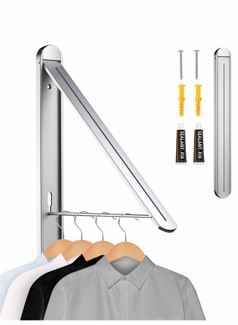 Excefore Retractable Clothes Rack, Stealth Clothes Drying Hangers , Wall Mounted Folding Clothes Hanger Drying Rack for Laundry Room Closet Storage Organization (Sliver) - Image 1