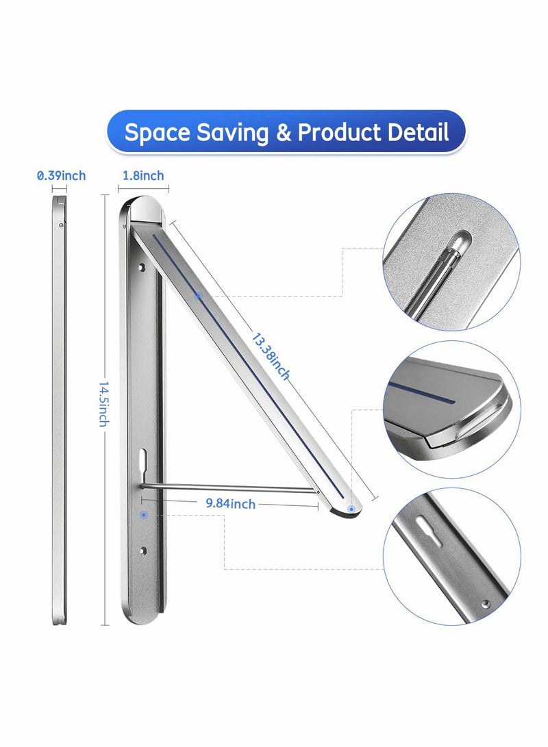 Excefore Retractable Clothes Rack, Stealth Clothes Drying Hangers , Wall Mounted Folding Clothes Hanger Drying Rack for Laundry Room Closet Storage Organization (Sliver) - Image 2