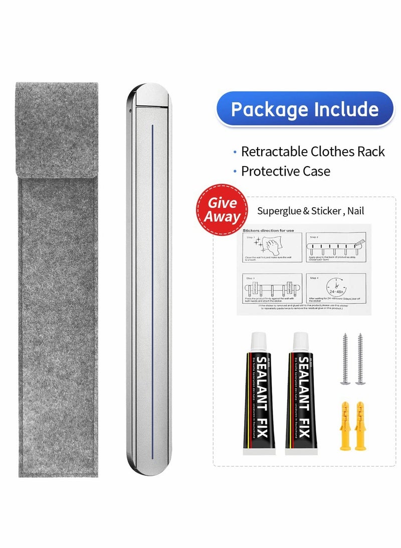 Excefore Retractable Clothes Rack, Stealth Clothes Drying Hangers , Wall Mounted Folding Clothes Hanger Drying Rack for Laundry Room Closet Storage Organization (Sliver) - Image 4