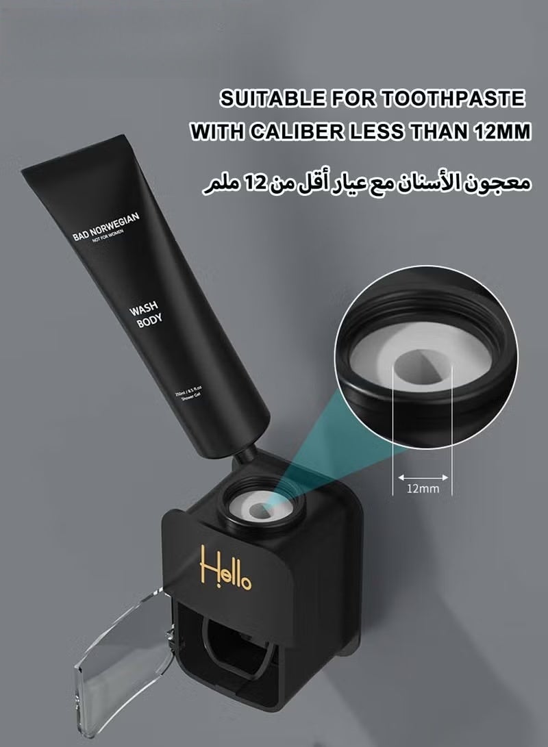 التلقائي معجون الأسنان موزع الجدار المثبت مع حامل فرشاة الأسنان,منظم فرشاة الأسنان متعددة الوظائف توفير المساحة مع 4 أكواب,لا حاجة إلى الحفر,مقاوم للغبار,4 فتحات فرشاة وخواطي - Image 3