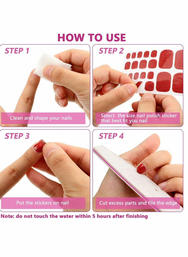 KASTWAVE Toenail Stickers, Glitter Toenail Wraps, 16 Sheets 352 Pieces, Adhesive Toenail Art Polish Decals Full Wrap Polish Stickers Tips, for Women DIY Toenails Designs - Image 4