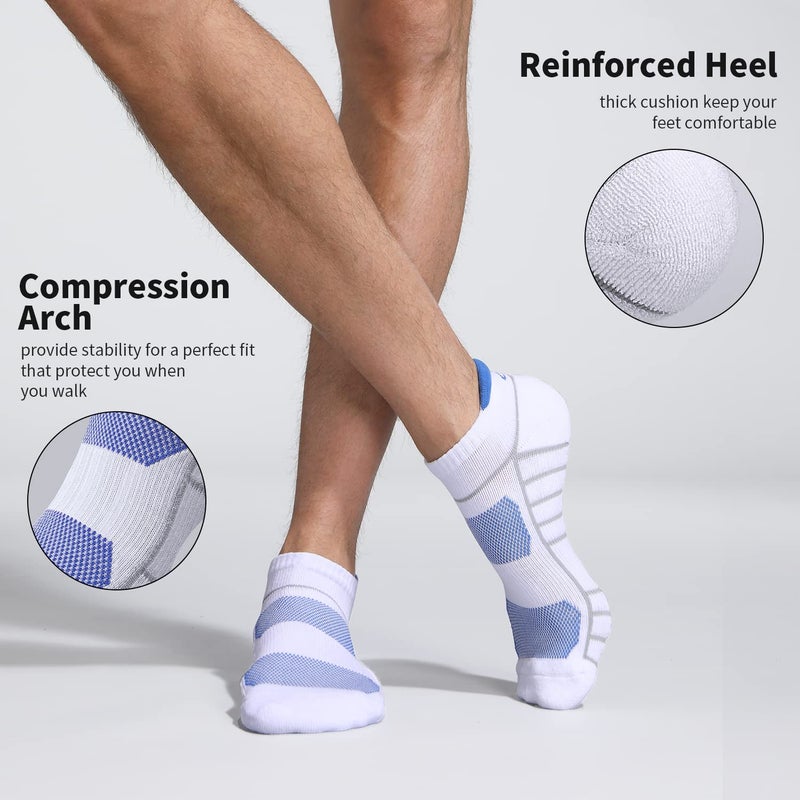 Lapulas Athletic Running Ankle Socks, Low Cut Cushioned Anti-Blister Tab Sports Socks Men Women 6Pairs - Image 3
