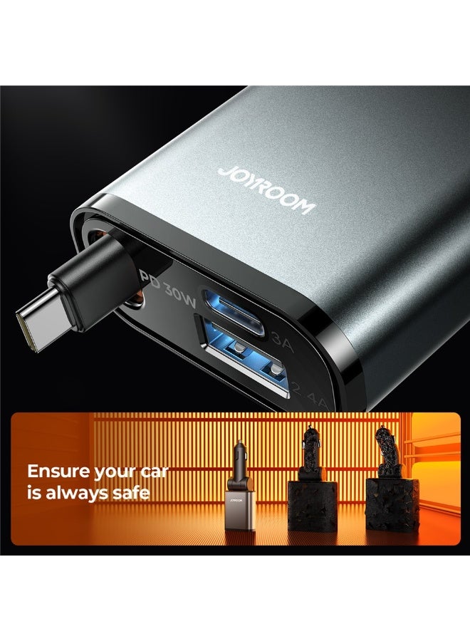 JOYROOM Jr-CCL07 45W Car Charger 3 in 1 with Built-In Retractable Type-C Cable Fast Charging for Multiple Devices Black - Image 5