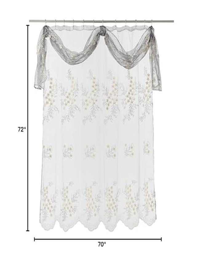 Popular Bath Sheer SC with Valance Bloomfield, Shower Curtain, Grey - Image 5