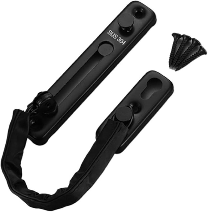 قفل أمان الفندق ضد سرعة الباب 304 بولت أمان من الفولاذ المقاوم للصدأ أسود B2 - Image 1