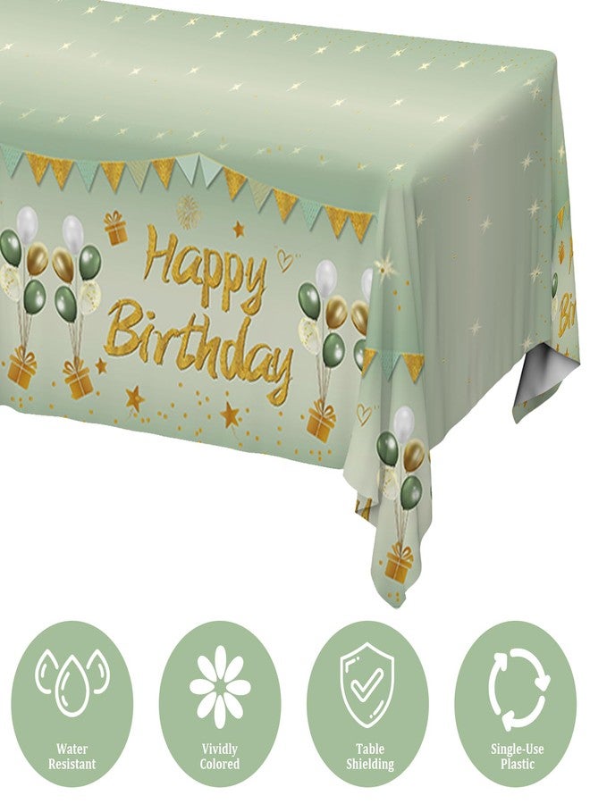 Guiruiy 2Pcs Sage Green Birthday Tablecloth Decorations for Women Girls, Light Green Happy Birthday Table Cover Party Supplies, 13th 16th 21st 30th 40th 50th Bday Plastic Disposable Rectangular Table Cloth - Image 3
