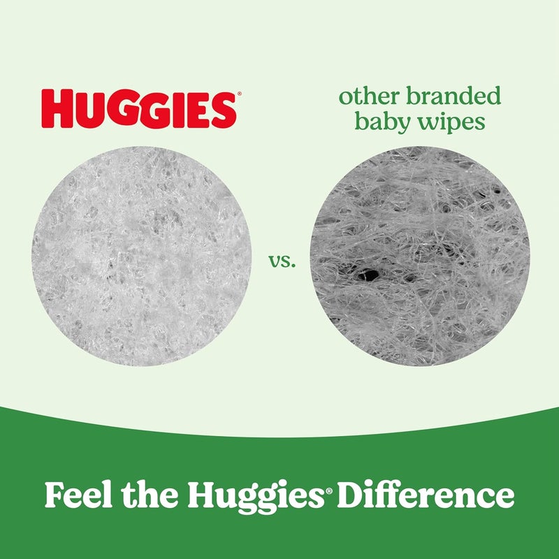 HUGGIES مناديل الأطفال، مناديل حفاضات الأطفال الحساسة للعناية الطبيعية، بدون رائحة، مضادة للحساسية، عبوة واحدة بغطاء قابل للطي (56 مناديل إجمالاً) - Image 4
