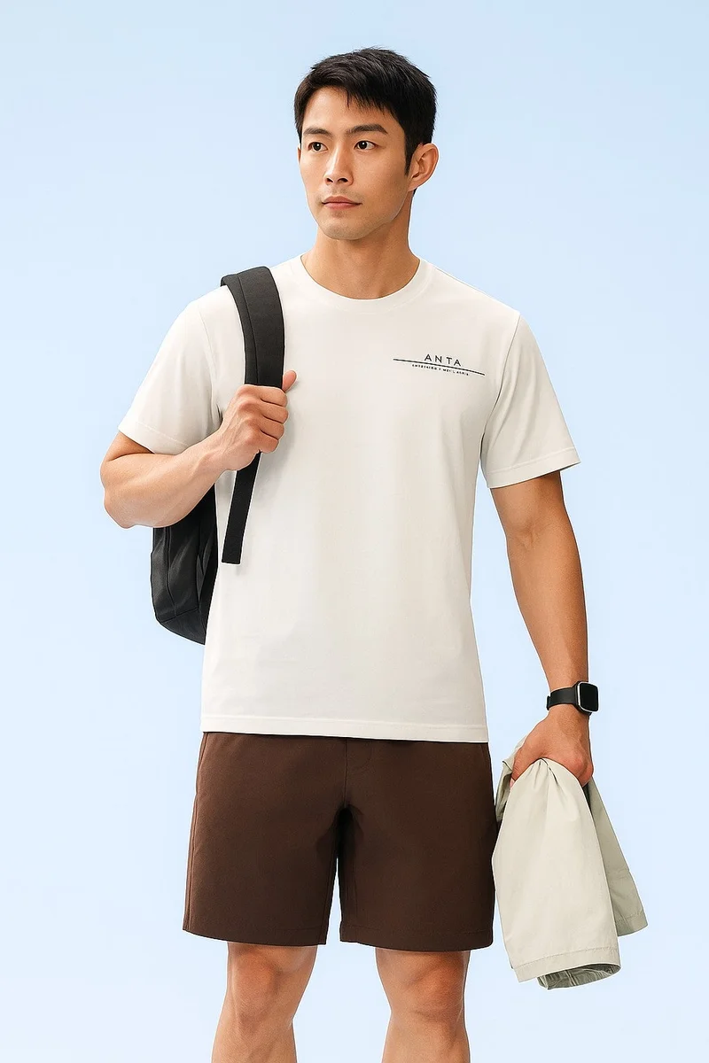 ANTA Fast-Dry Performance Cotton Tee/Liren™ T-Shirt/Fast-Dry Performance · Soft Cotton Feel · Flexible Comfort