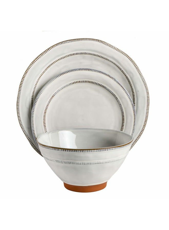 Gibson Elite Terranea Round Reactive Glaze Terra Cotta Dinnerware Set, Service for Four (12pcs), White - Image 2