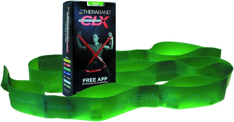 ثيرا باند THERABAND CLX 9 شرائط حلقية مقطوعة مسبقًا، مقاومة عالية، لون أخضر - Image 1