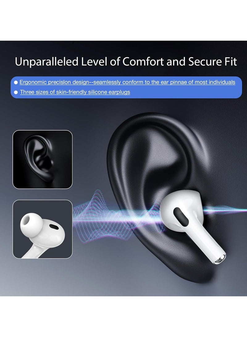 CHAPPELINE BL12 4in1 Wireless Earbuds Headset, Bluetooth Headphones In Ear with ENC Noise Cancelling Deep Bass Mic, Bluetooth Earphones, Ear Buds Headphones Waterproof with Free Silicone Case - White - Image 2