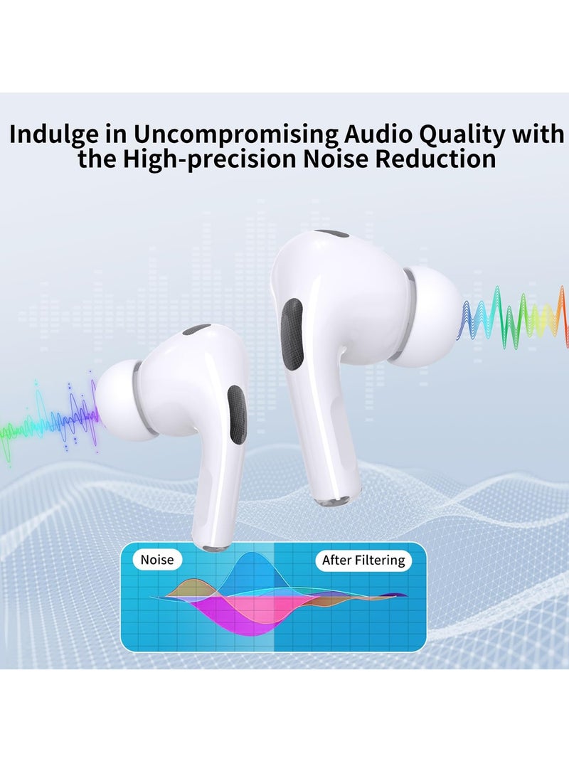 CHAPPELINE BL12 4in1 Wireless Earbuds Headset, Bluetooth Headphones In Ear with ENC Noise Cancelling Deep Bass Mic, Bluetooth Earphones, Ear Buds Headphones Waterproof with Free Silicone Case - White - Image 3