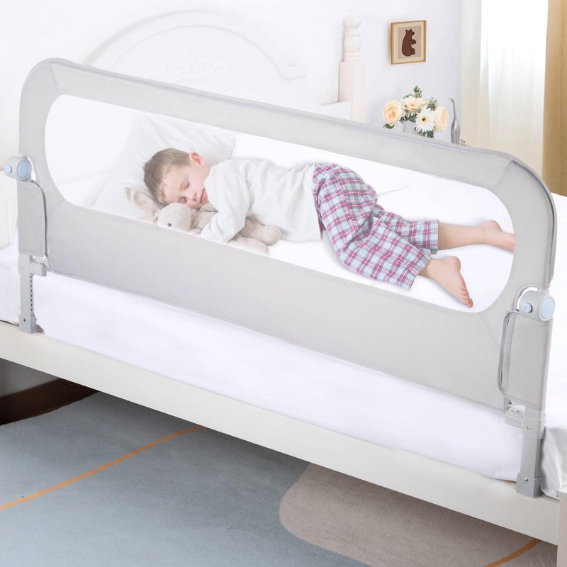NUTIKAS Baby Bed Rail Guard for Toddlers - 58.7" Toddler Bed Rails for Twin, Full, Queen, King Bunk Size Bed Swing Down Bedrail Extral Tall Child Safety Side Railing Guards for Kids - Image 1