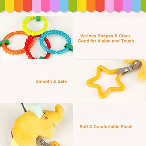 Sealive 4 Packs Baby Stroller Toys Car Seat Hanging Bell For Boys Girls,Adorable Animal Infant Play Music Crib Toy Carseat Rattles Educational Toys,Kids Hand Bell Puppet With Cute Wind Chime And Squeak - Image 3