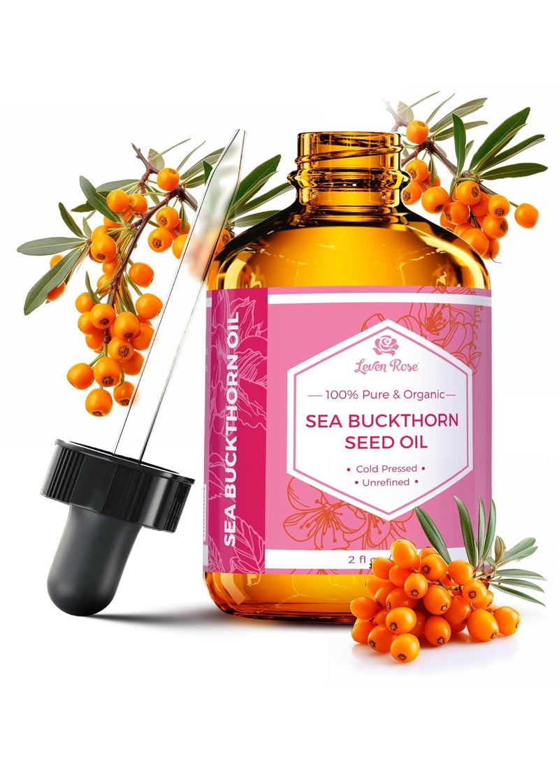 Leven Rose Leven Rose Sea Buckthorn Seed Oil 100 Pure Unrefined Cold Pressed for Hair Skin and Nails 2 oz 