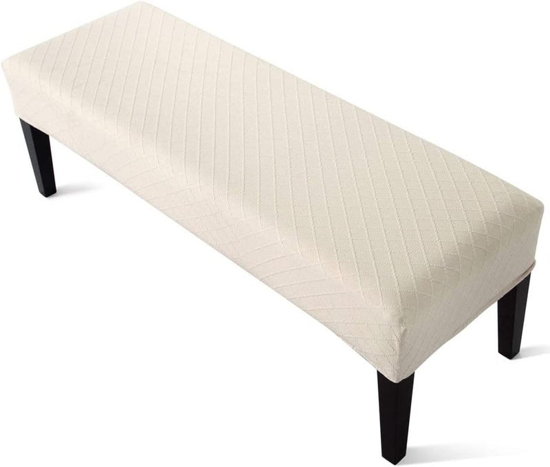 Street27® High Stretch Jacquard Dining Bench Cover Elastic Chair Covers - Anti-Dust Removable Bench Slipcover Washable Bench Seat Protector Cushion Cover for Living Room, Bedroom, (Beige) - Image 1
