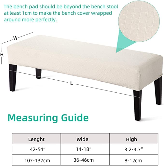 Street27® High Stretch Jacquard Dining Bench Cover Elastic Chair Covers - Anti-Dust Removable Bench Slipcover Washable Bench Seat Protector Cushion Cover for Living Room, Bedroom, (Beige) - Image 3
