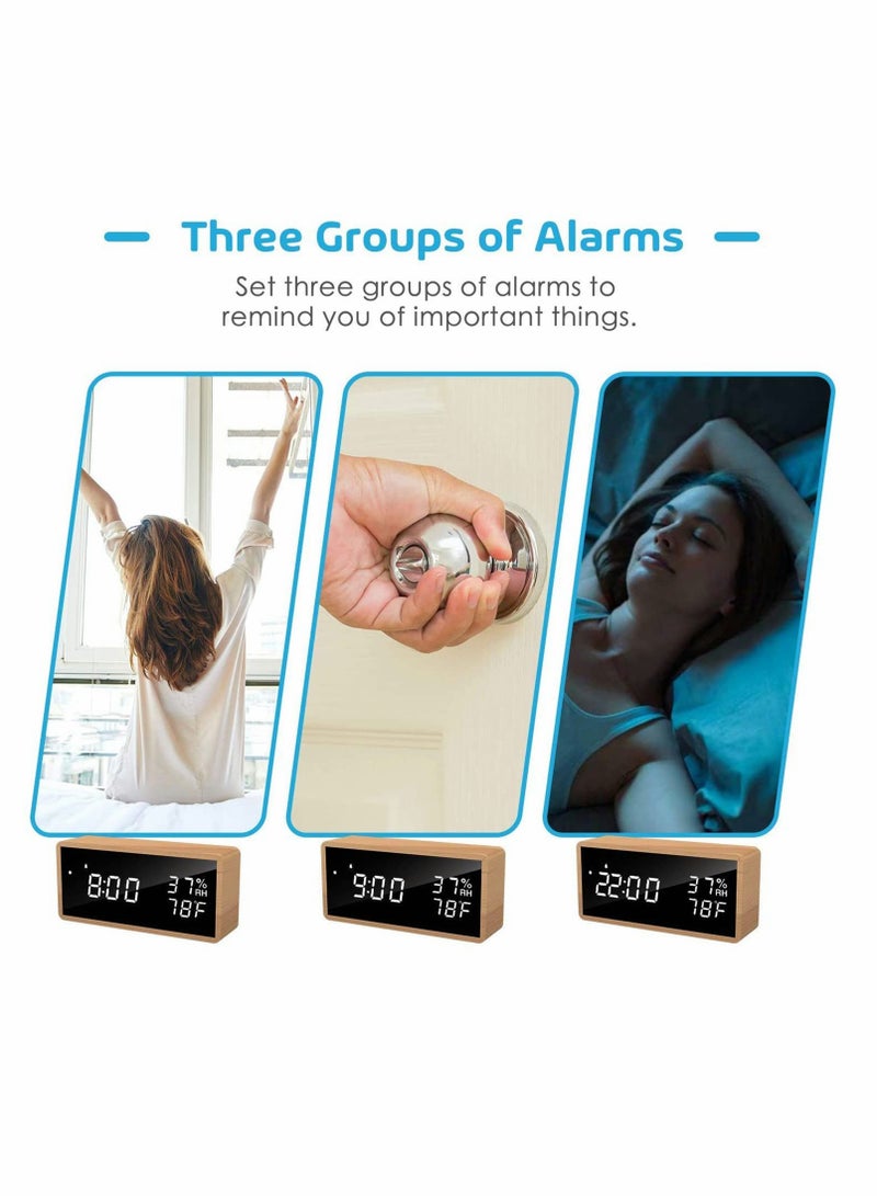 Wooden Digital Alarm Clock for Bedside Use, Stylish and Functional Timepiece - Image 3