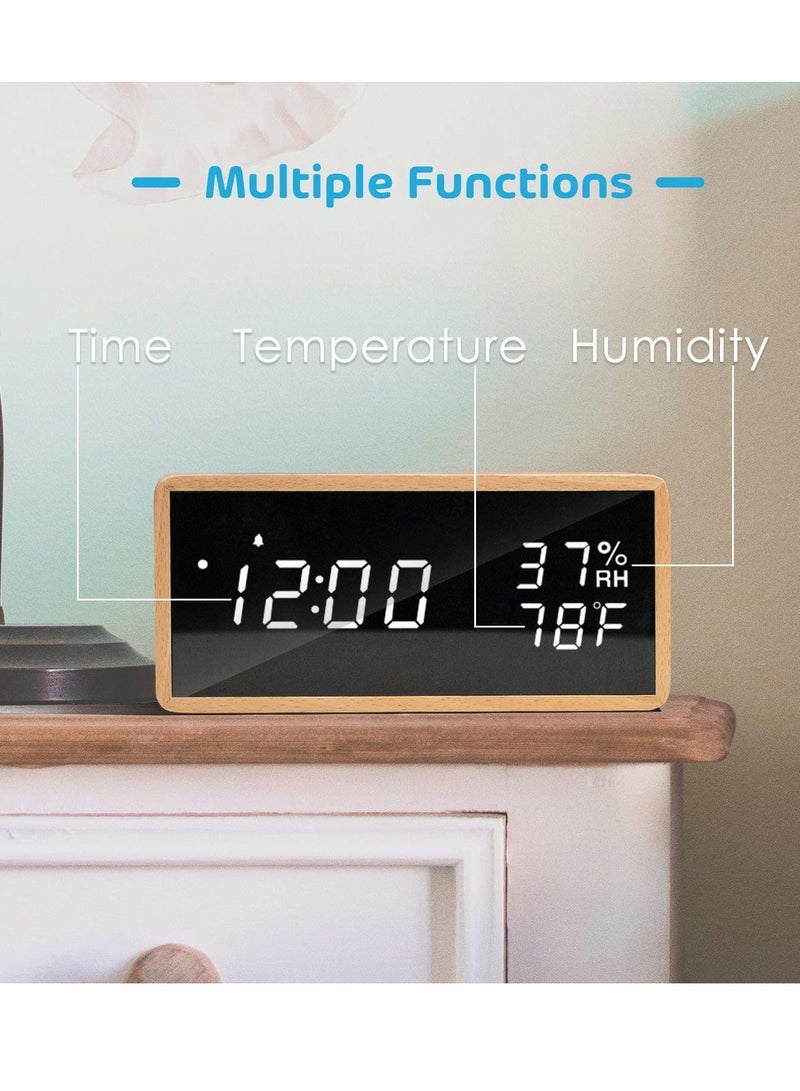 Wooden Digital Alarm Clock for Bedside Use, Stylish and Functional Timepiece - Image 2