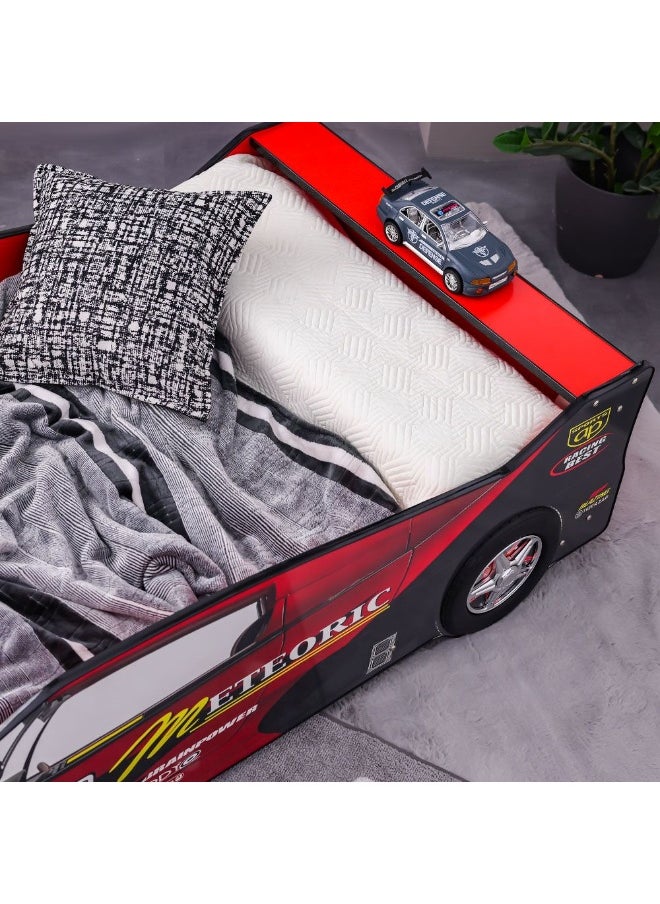 DANUBE HOME Ranger Meteoric 90X190 Car Bed – Kids Car-Shaped Bed for Boys & Girls – Comfortable and Stylish Children's Bed for Bedroom, Playroom, Ideal for Nursery Décor -Red  - Image 2
