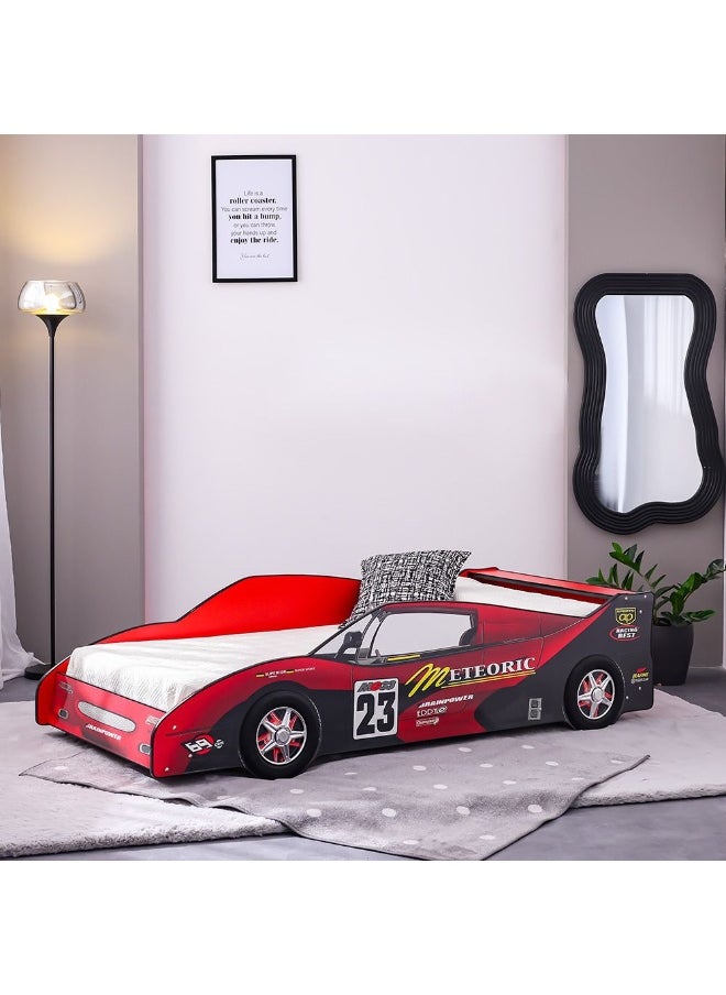 DANUBE HOME Ranger Meteoric 90X190 Car Bed – Kids Car-Shaped Bed for Boys & Girls – Comfortable and Stylish Children's Bed for Bedroom, Playroom, Ideal for Nursery Décor -Red  - Image 1