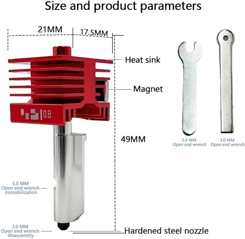 H2D H2S Hotend Kit Compatible With Bambu Lab Fast Speed 0 2 0 4 0 6 0 8mm Hardened Steel Nozzle HF 0 4 - Image 4