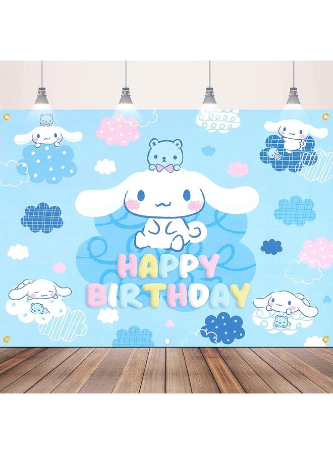Bluejw Cinnamoroll Birthday Decorations, Party Supplies Set Include Banner, Backdrop, Balloons, Hanging Swirls, Cake Cupcake Toppers, Tablecloth for Kids Cinnamoroll Theme Party - Image 3
